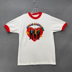 Jonas Brothers T-Shirt Medium 2023 Tour Ringer White Red Heart Graphic